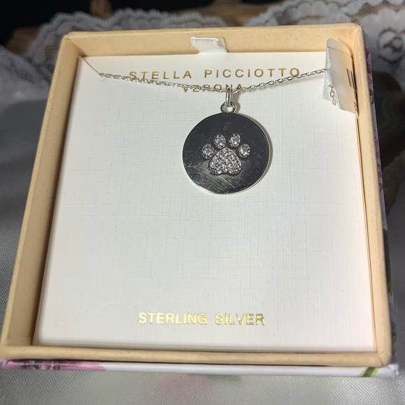 Stella Picciotto Sterling Silver CZ Pave Paw Print Necklace Boxed - Picture 1 of 3